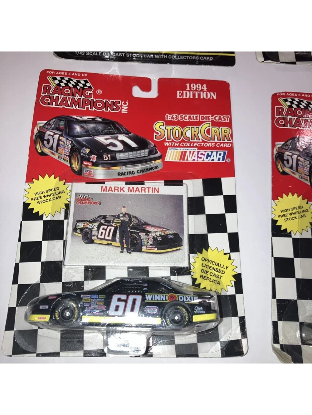 LOT Of 5 VINTAGE 1994-95 NASCAR RACING CHAMPIONS CARS MARK MARTIN 1:43 SCALE NEW